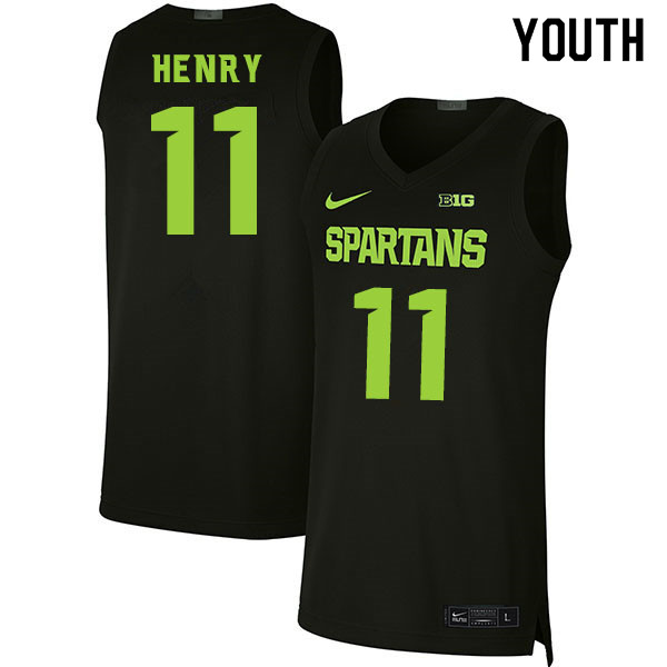 2020 Youth #11 Aaron Henry Michigan State Spartans College Basketball Jerseys Sale-Black